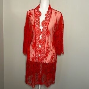 Avidlove Sexy Red Lace Robe Size XS